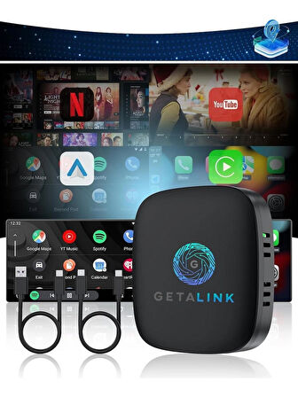 Getalink Android Ai Box 2GB-RAM 16GB-ROM ANDROID13 Hareket Halinde Video İzleme+Carplay+Androidauto+Netflix+Youtube