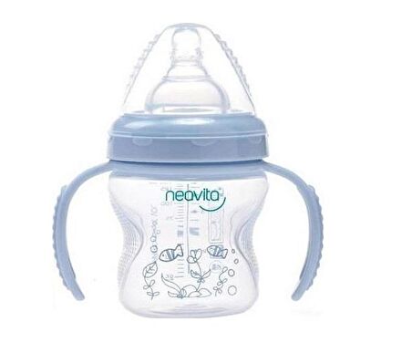 Neavita Geniş Ağızlı Silikon Kulplu PP Biberon 140Ml (BPA%0) 3 Ay+ / Mor
