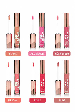 Simli Renkli Dudak Parlatıcı - 6'lı  Ice Cream Lıp Gloss