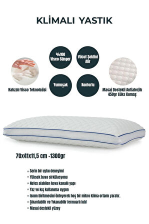 Tago Home Air Comfort Klimalı Hava Kanallı Ortopedik Visco Yastık