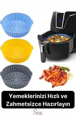 Isıya Dayanıklı Esnek Yıkanılabilir Yapışmaz Silikon Fırın Ve Airfryer Yuvarlak Model Pişirme Matı