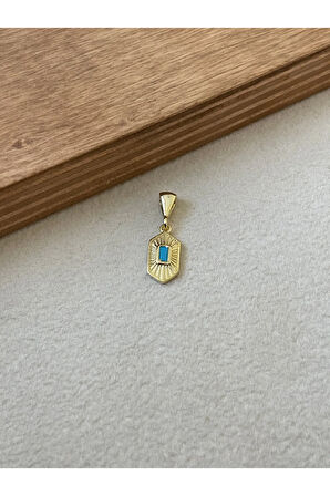 925 Ayar Gümüş Firuze Taşlı Gümüş Kolye Ucu Tasarım Kolye Ucu Gold Renk Gümüş Kolyte Ucu
