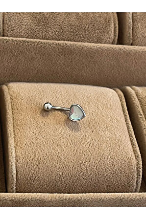 316 L Cerrahi Çelik Hareli Kalp Detaylı Göbek Piercingi