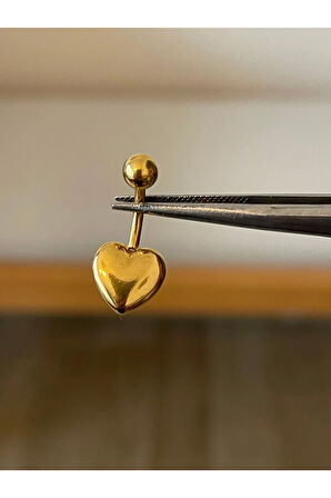 316 L Cerrahi Çelik Kalp Detaylı Göbek Piercingi