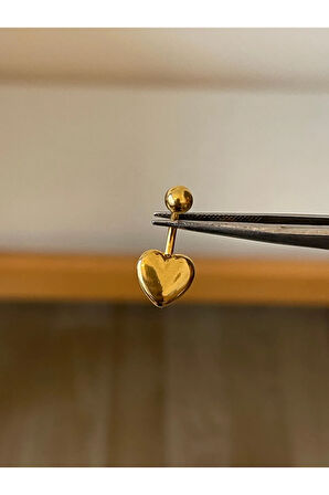 316 L Cerrahi Çelik Kalp Detaylı Göbek Piercingi