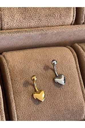 316 L Cerrahi Çelik Kalp Detaylı Göbek Piercingi