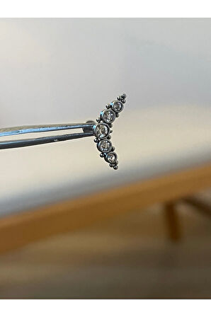 316 L Cerrahi Çelik Zirkon Taşlı Gümüş Conch Kıkırdak Helix Tragus Piercingi
