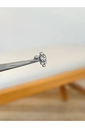 316 L Cerrahi Çelik Zirkon Taşlı Conch Kıkırdak Helix Dudak Tragus Piercingi