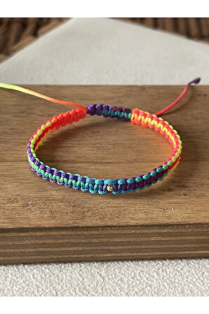 14 Ayar Altın Dorikalı Makrome Örgü Bileklik Çift Bilekliği Ebruli Altın Şans Bilekliği (2 Adet)