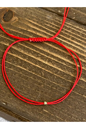 14 Ayar Altın Dorika Detaylı Çift İpli Altın Bereket Bilekliği