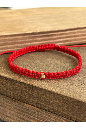 14 Ayar Küp Altın Detaylı Makrome Altın Bileklik