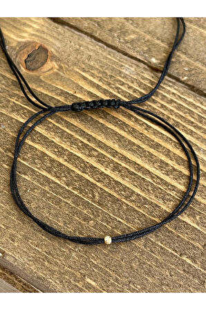 14 Ayar Altın Dorika Detaylı Çift İpli Altın Bereket Bilekliği