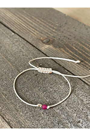 14 Ayar Altın Dorika Detaylı Doğal Yakut Taşlı El İşi Zarif Altın Bileklik