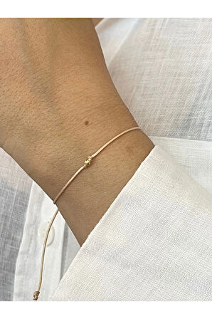 14 Ayar Altın Dorikalı El İşi Zarif Altın Bileklik Şans Bereket Bilekliği