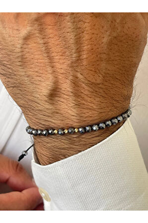 14 Ayar Altın Dorika Detaylı TeraHertz Taşlı Unisex Altın Bileklik