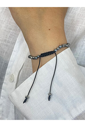 14 Ayar Altın Dorika Detaylı TeraHertz Taşlı Unisex Altın Bileklik