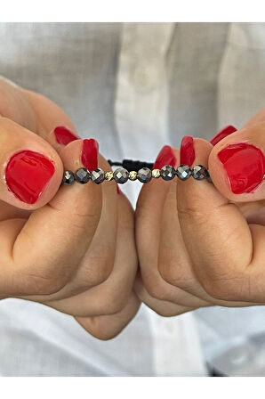 14 Ayar Altın Dorika Detaylı TeraHertz Taşlı Unisex Altın Bileklik