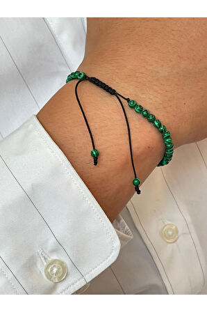 14 Ayar Altın Dorikalı Doğal Malahit Taşlı Şık Altın Bileklik