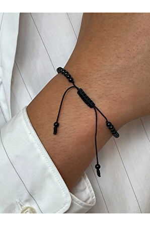 14 Ayar Altın Top Altın Detaylı Onix Taşlı Altın Bileklik