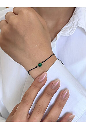 14 Ayar Altın Malahit Taşlı Çift Altın Dorikalı Zarif Altın Bileklik