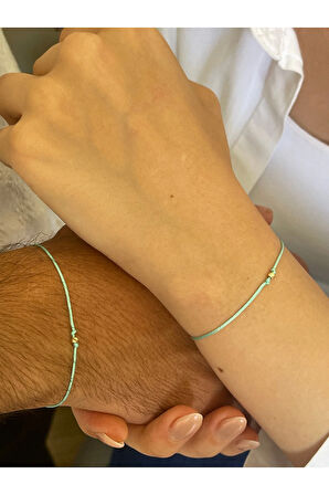 14 Ayar Altın Turkuaz İpli Altın Aşk Sevgi Bilekliği