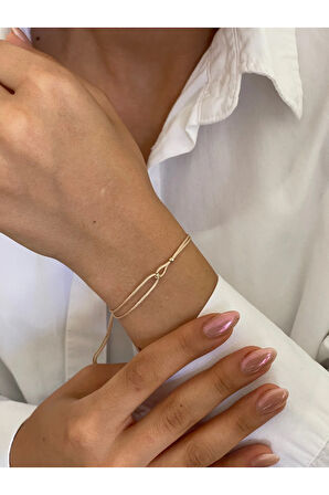 14 Ayar Altın Dorkikalı El İşi Zarif Altın Bileklik Bej Renginde