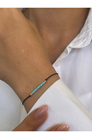 14 Ayar Altın Mavi Boncuklu Altın Dorikalı Zarif Altın Bileklik