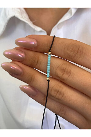 14 Ayar Altın Mavi Boncuklu Altın Dorikalı Zarif Altın Bileklik