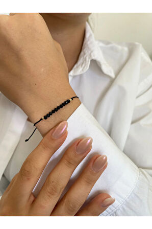 14 Ayar Altın Siyah Kristal Taşlı Dorikalı Altın Bileklik