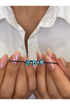 14 Ayar Altın Nazar Boncuklu Altın Dorikalı Altın Şans Bilekliği