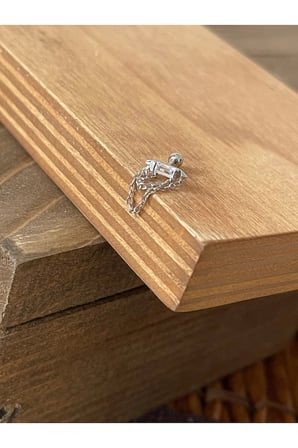 925 Ayar Gümüş Kubik Zincir Sallantılı Helix Tragus Kıkırdak Piercing Gümüş Piercing