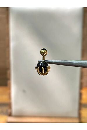 316 L Cerrahi Çelik Pençe Modeli Siyah Toplu Göbek Piercingi