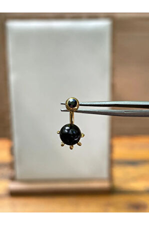 316 L Cerrahi Çelik Pençe Modeli Siyah Toplu Göbek Piercingi