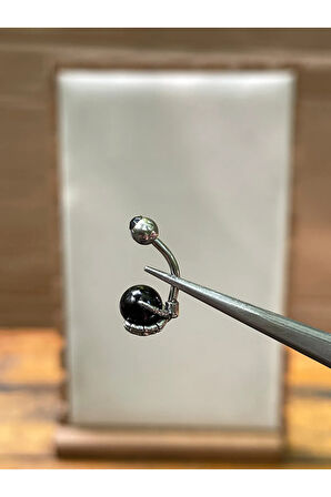 316 L Cerrahi Çelik Pençe Modeli Siyah Toplu Göbek Piercingi