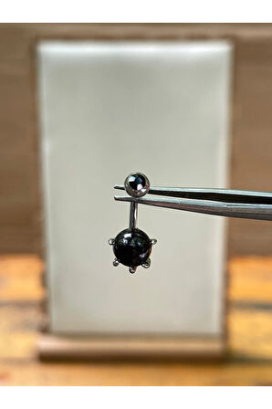 316 L Cerrahi Çelik Pençe Modeli Siyah Toplu Göbek Piercingi