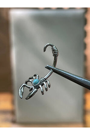 316 L Cerrahi Çelik Firuze Taşlı Akprek Modeli Göbek Piercingi