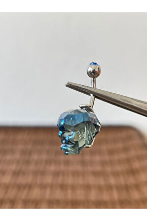 316 L Cerrahi Çelik Çelik Kristal Kuru Kafa Modeli Göbek Piercingi