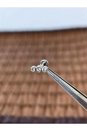 316 L Cerrahi Çelik Üç Taş Modeli Helix Tragus Dudak Kıkırdak Piercingi