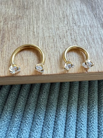 %100 316 L Cerrahi Çelik Çift Taşı Tasarım Helix Tragus Kıkırdak Piercing 8 mm