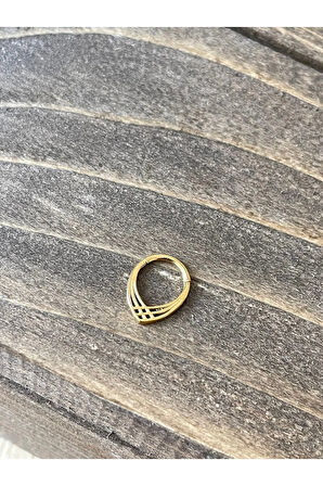 316 L Cerrahi Çelik Anti Alerjik Halka Piramit Modeli Kilitli Halka Piercing 8mm x 1,2 mm