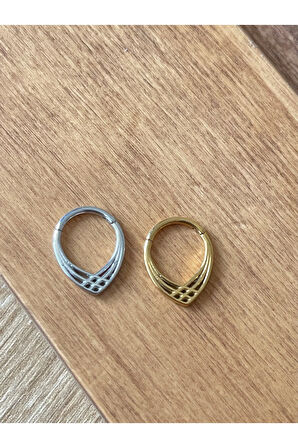 316 L Cerrahi Çelik Anti Alerjik Halka Piramit Modeli Kilitli Halka Piercing 8mm x 1,2 mm