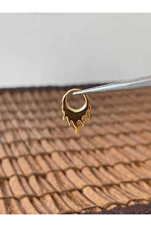 316 L Cerrahi Çelik Anti Alerjik Alev Modeli Kilitli Halka Piercing 8mm x 1,2 mm