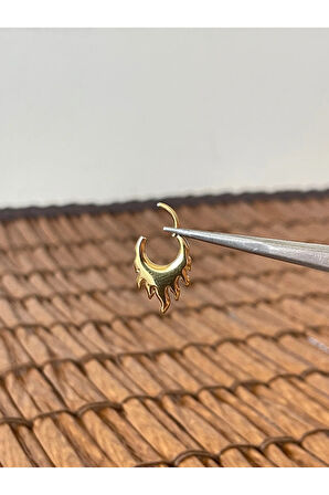 316 L Cerrahi Çelik Anti Alerjik Alev Modeli Kilitli Halka Piercing 8mm x 1,2 mm