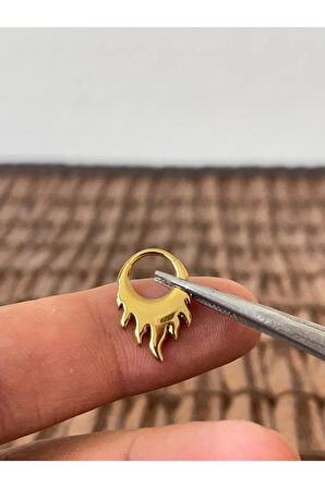 316 L Cerrahi Çelik Anti Alerjik Alev Modeli Kilitli Halka Piercing 8mm x 1,2 mm