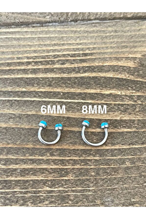 316 L Cerrahi Çelik Anti Alerjik Firuze Taşlı Halka Piercing