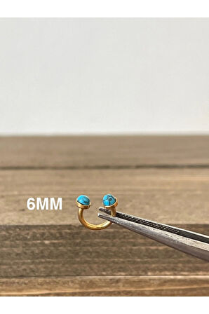 316 L Cerrahi Çelik Anti Alerjik Firuze Taşlı Halka Piercing