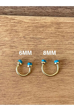 316 L Cerrahi Çelik Anti Alerjik Firuze Taşlı Halka Piercing