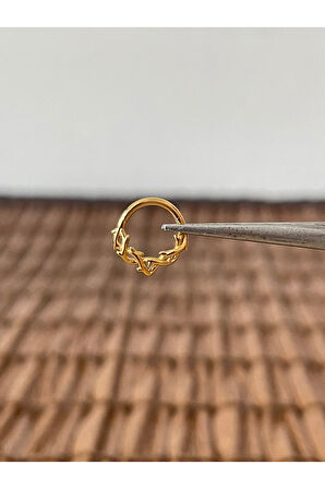 316 L Cerrahi Çelik Sarmaşık Modeli Kilitli halka Piercing 8 mm x 1,2 mm