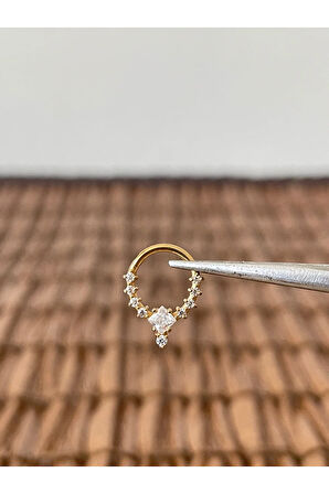 316 L Cerrahi Çelik Pırlanta Modeli Kilitli Halka Piercing 8 mm x 1,2 mm