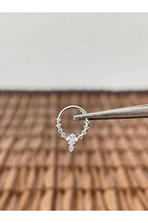 316 L Cerrahi Çelik Pırlanta Modeli Kilitli Halka Piercing 8 mm x 1,2 mm